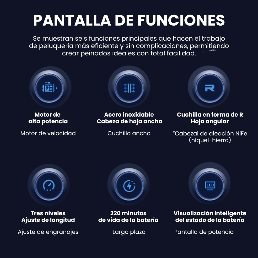 Máquina de Cortar Cabello Inteligente para Barberos con Pantalla LED y Control de Velocidad en Tiempo Real • LILIPRO L50