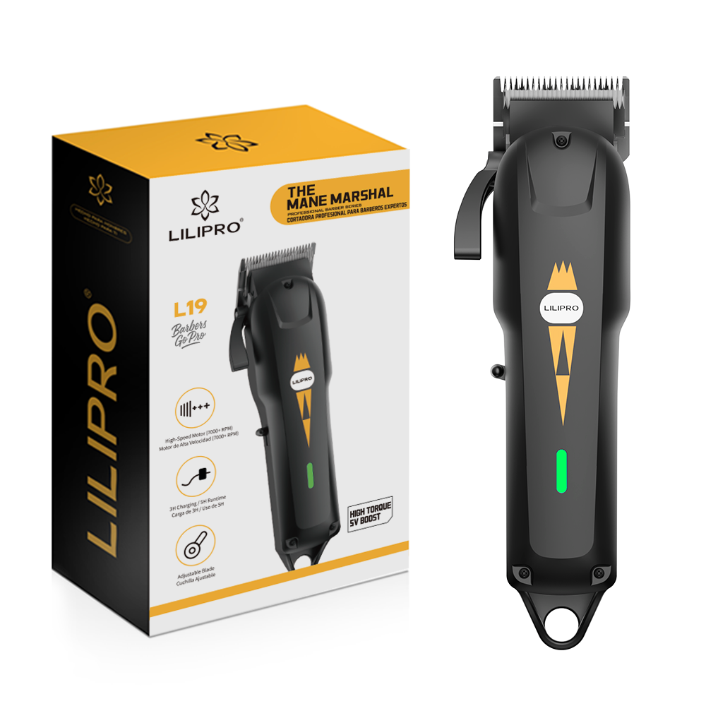 LILIPRO L19 Negro — cuchilla 5Cr Fade Blade, palanca de ajuste, pantalla LED