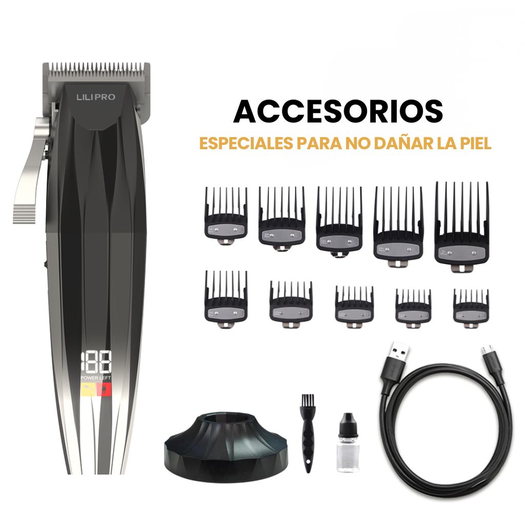Máquina de Cortar Cabello Profesional con Pantalla LCD, Cuchillas Ajustables y Motor Silencioso • LILIPRO L27