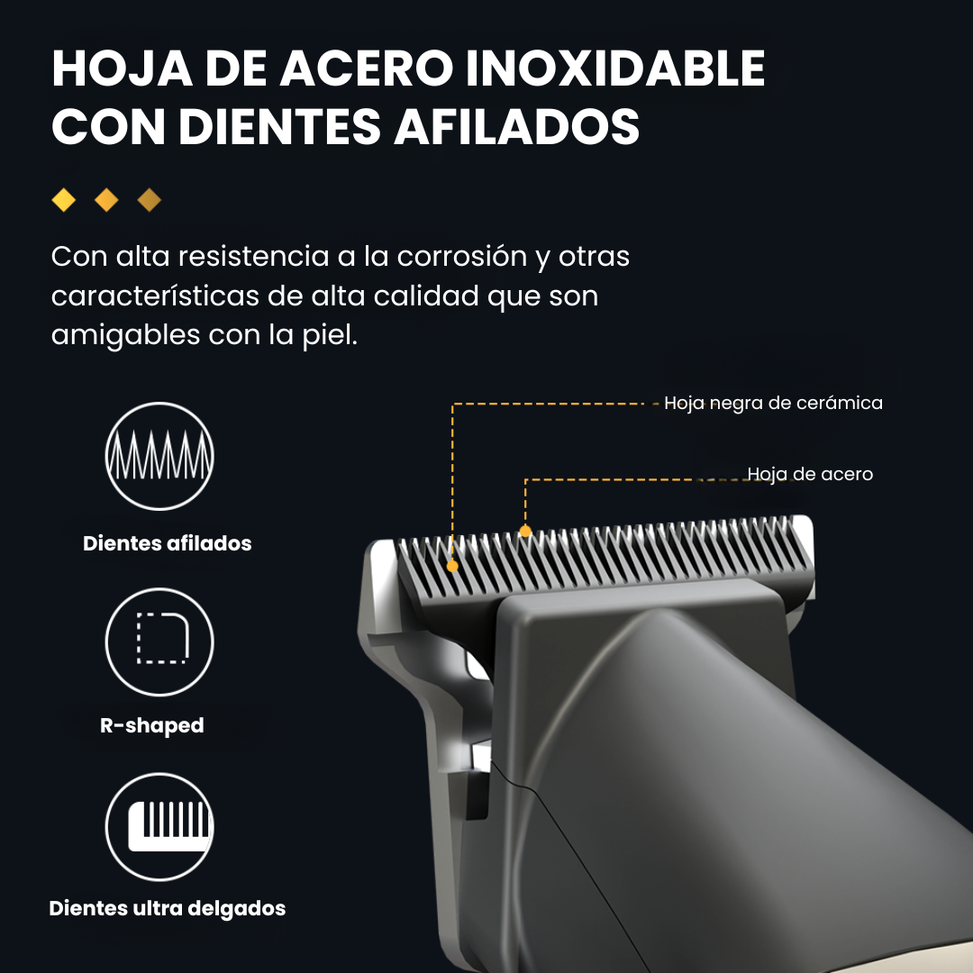 Trimmer Profesional Inalámbrico Zero Gap para Barberos con Hoja R-Shape y Pantalla LCD • LILIPRO M3