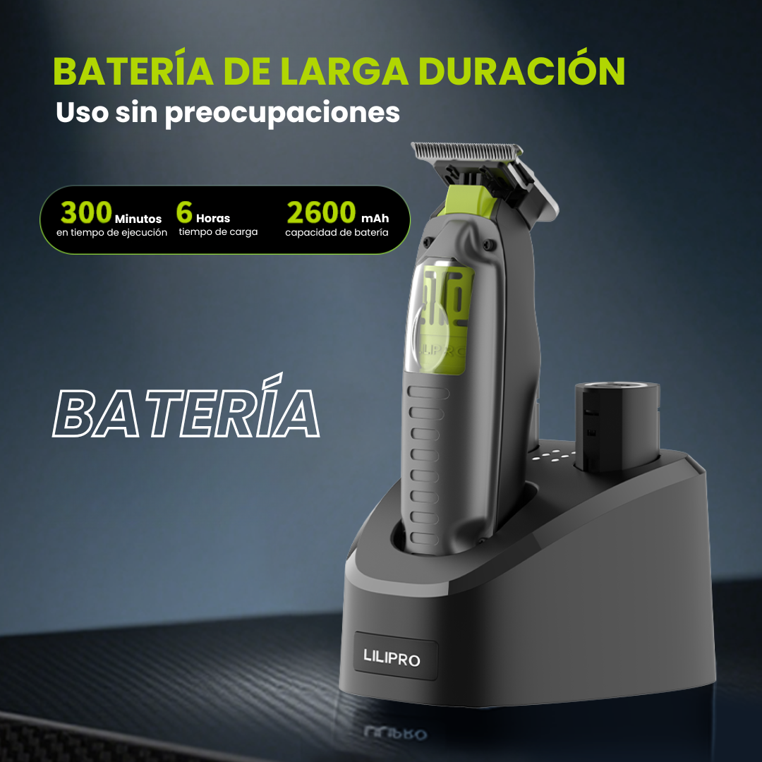Trimmer Profesional con Motor 6.500 RPM, Batería Extraíble Dual y Cuchilla DLC de Alta Durabilidad • LILIPRO M52