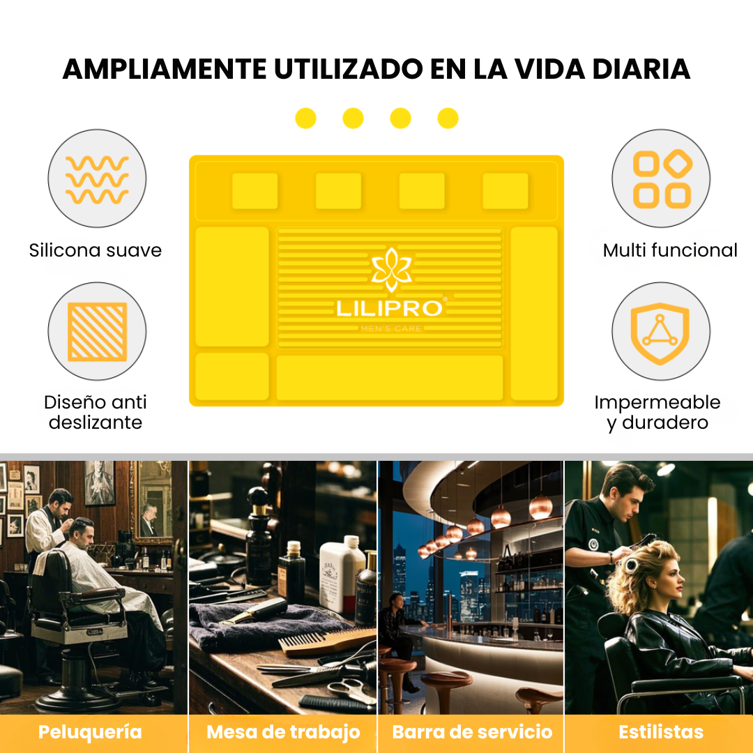 Alfombrilla Magnética Antideslizante Profesional para Barbería, Resistente al Calor y al Agua • LILIPRO Mat Mag