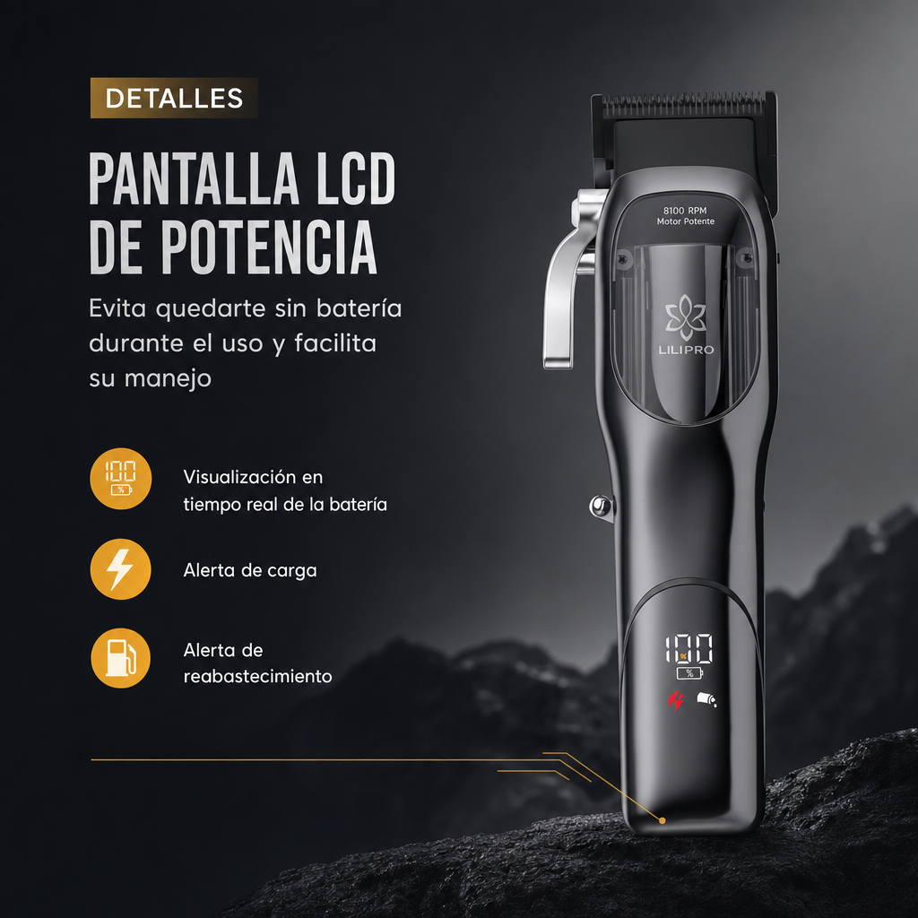LILIPRO L28 pantalla LCD — indicador de batería en tiempo real, 180 min autonomía