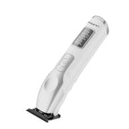 Trimmer M17, blanco/plateado, con la hoja y la pantalla a la vista