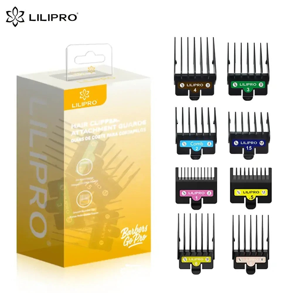 Set de 8 peines guía LILIPRO con su caja original Barbers Go Pro