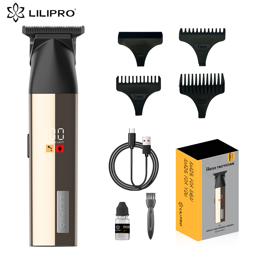 Trimmer Profesional Inalámbrico Zero Gap para Barberos con Hoja R-Shape y Pantalla LCD • LILIPRO M3