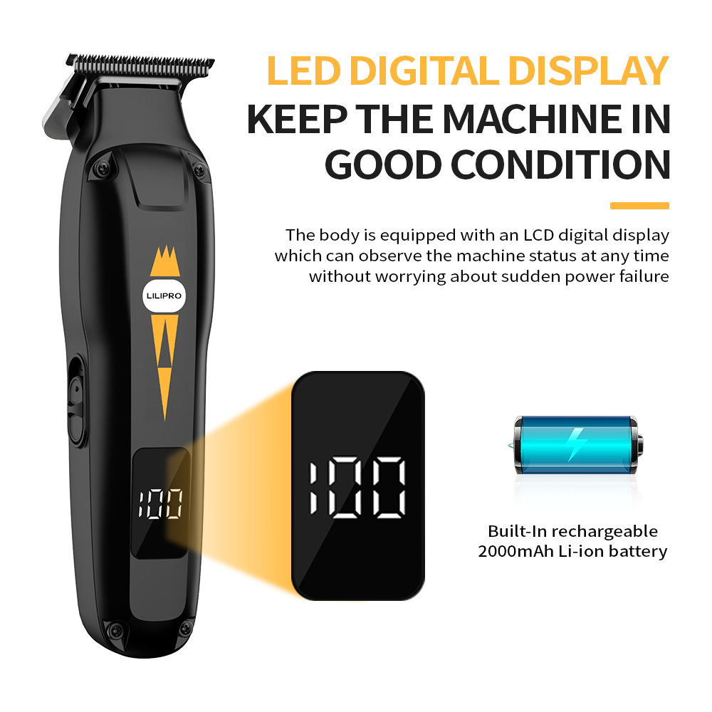 Perfiladora Profesional Silenciosa con Hoja R-Shape, Carga Rápida Tipo-C y Pantalla LCD • LILIPRO M20
