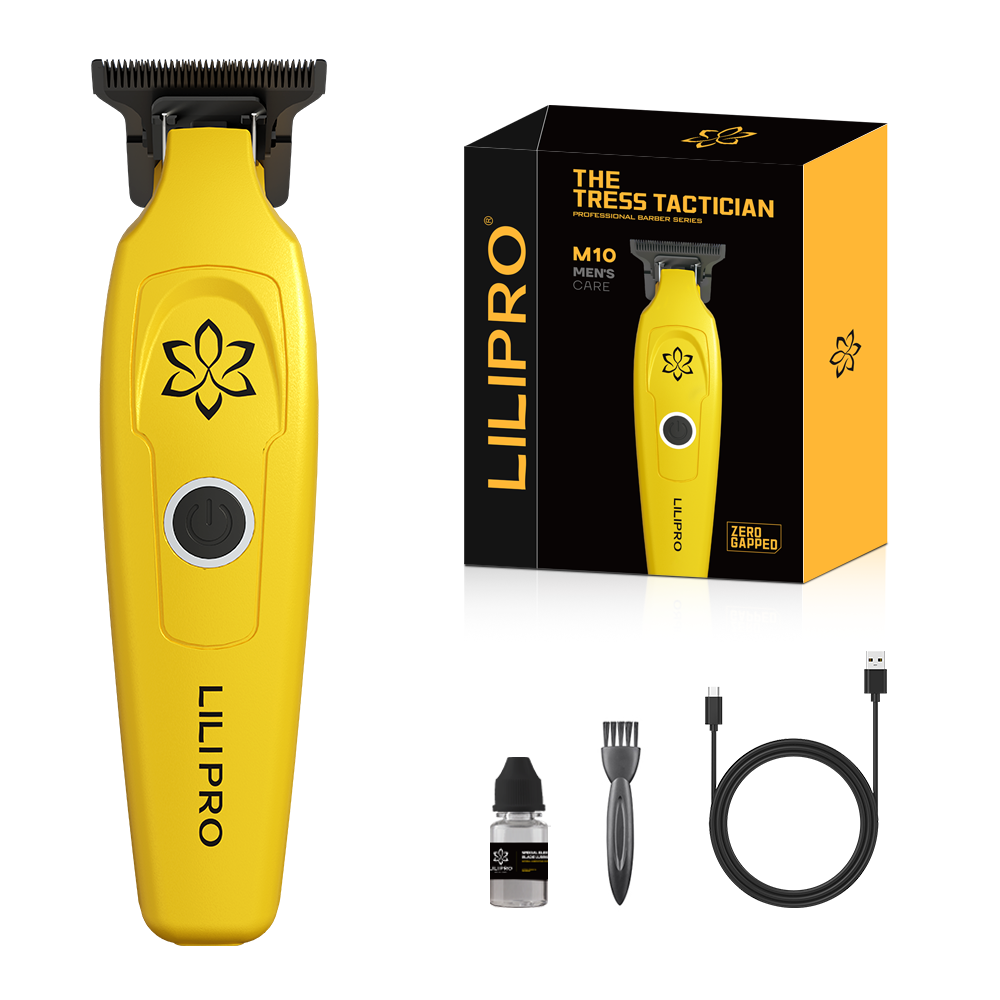 LILIPRO M10 trimmer — detalle cuchilla T de acero metalúrgico