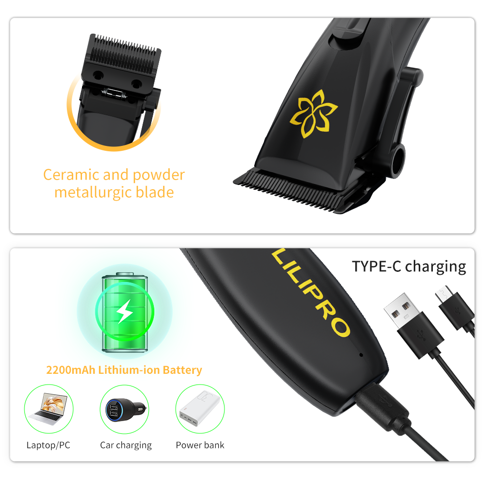 Máquina de Cortar Cabello Profesional con Hoja Cerámica DLC, Palanca Ajustable y Motor 7.000 RPM • LILIPRO L13