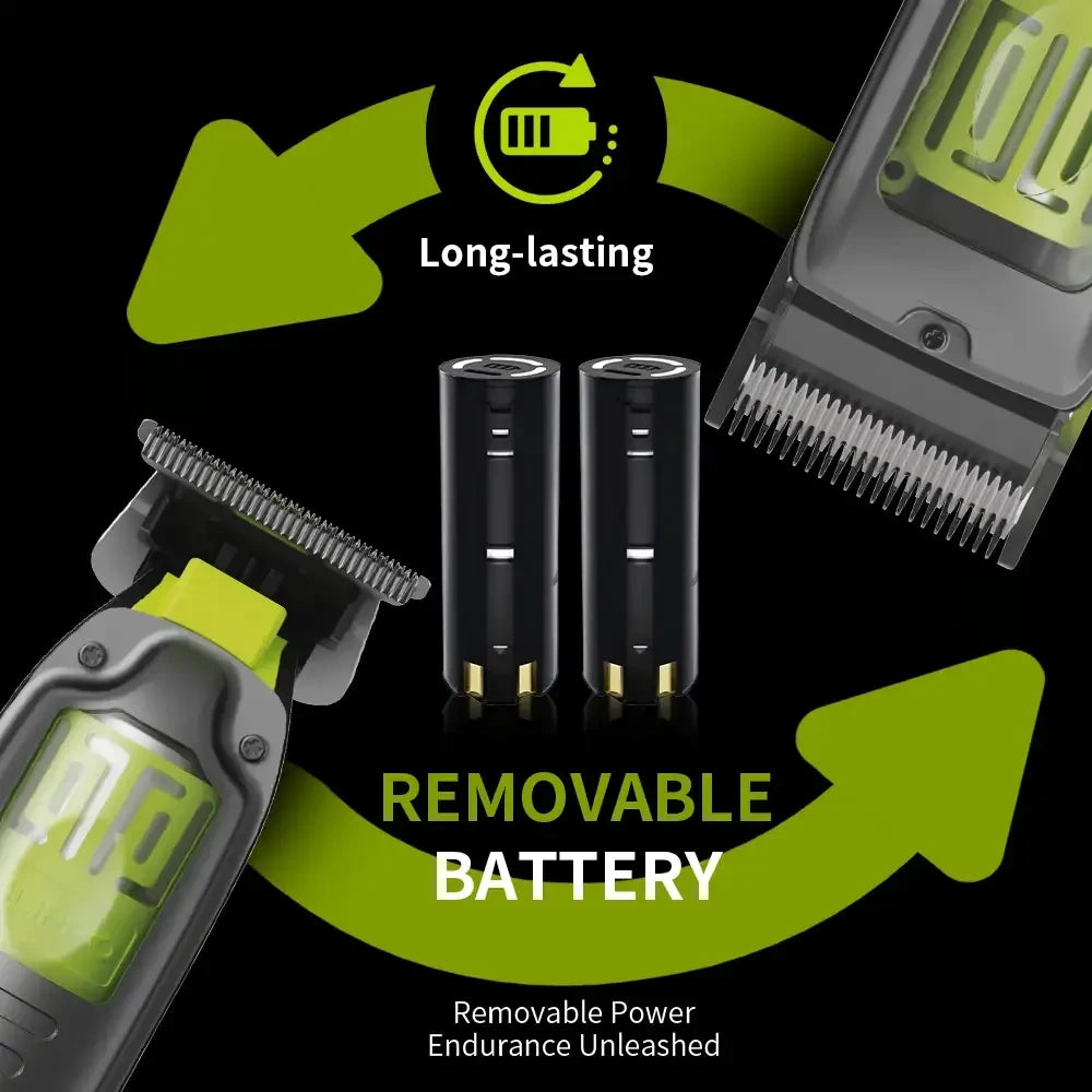 Trimmer Profesional con Motor 6.500 RPM, Batería Extraíble Dual y Cuchilla DLC de Alta Durabilidad • LILIPRO M52