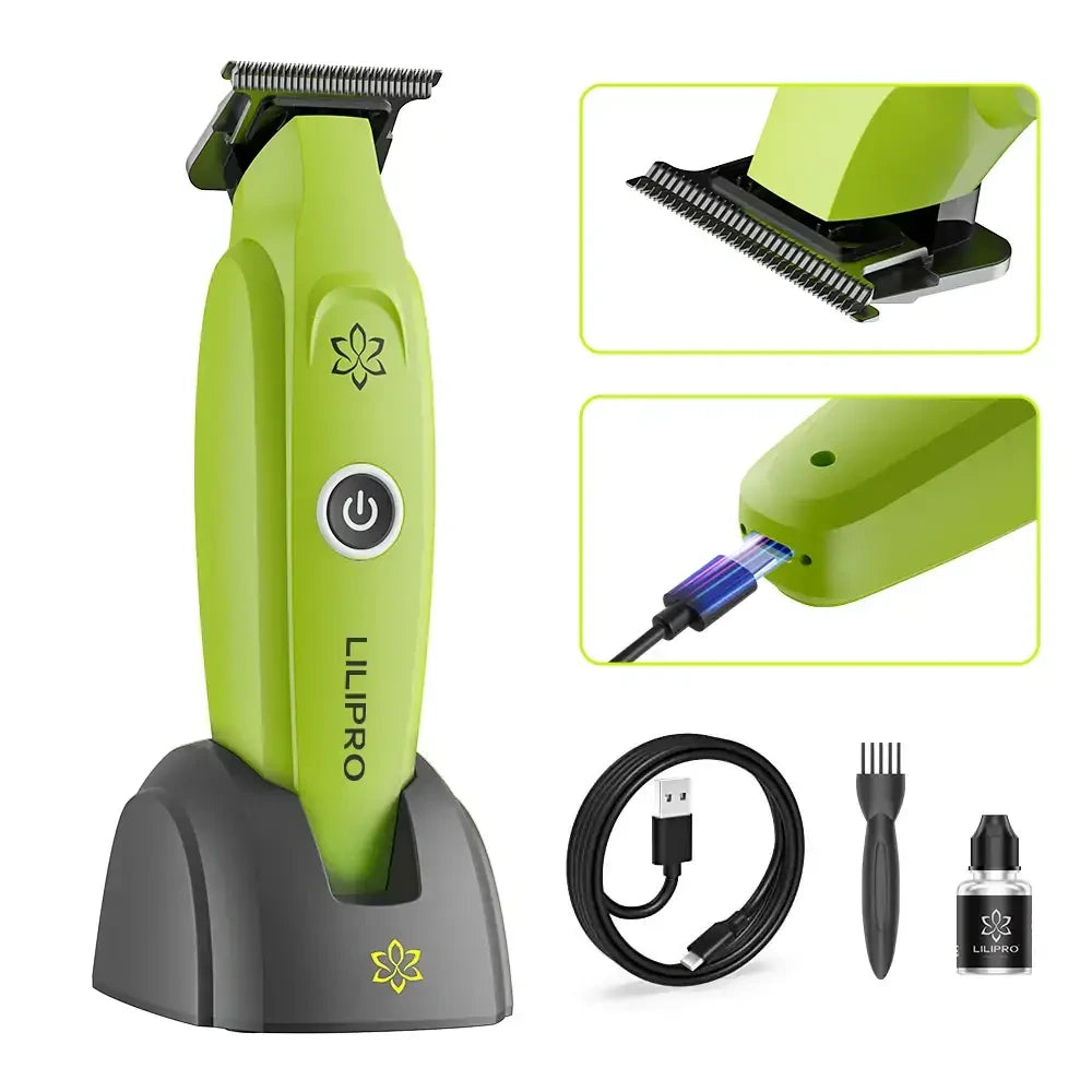 Trimmer Profesional Inalámbrico para Barberos con Hoja DLC, Carga Inalámbrica Tipo-C y Motor de Alta Precisión • LILIPRO M12