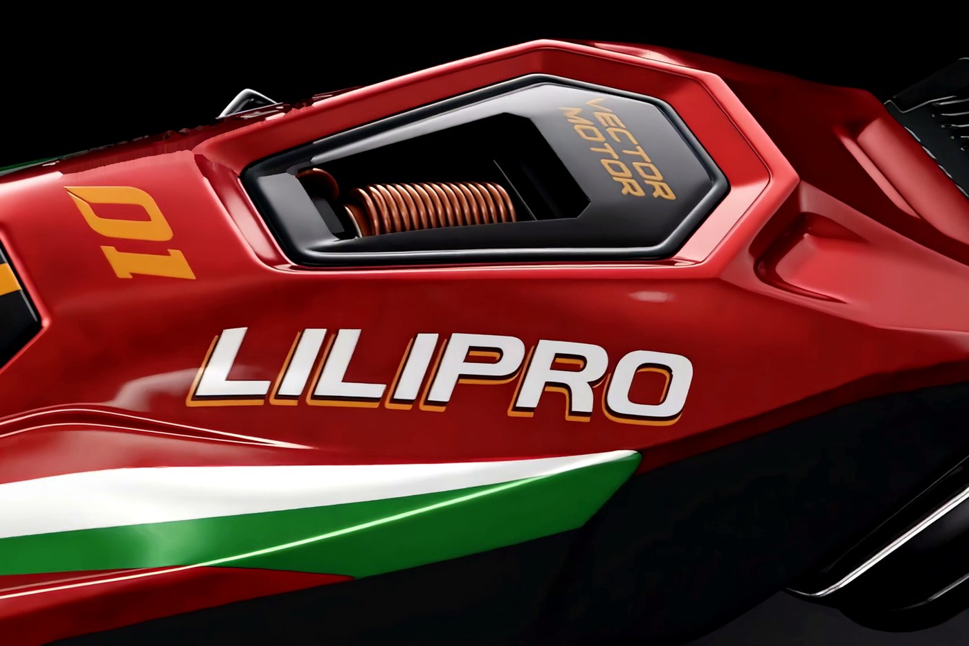 La ventana del motor de la L67, con el 01 pintado en dorado